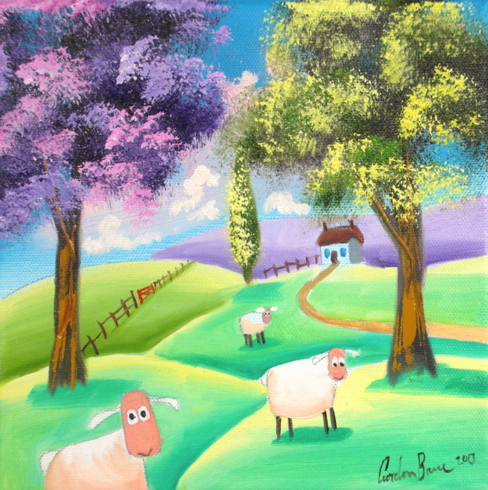 folk sheep painting