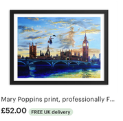 framed Mary Poppins print