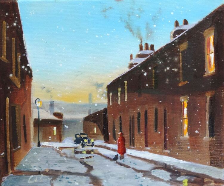 Winter street scene painting #art #painting #winter